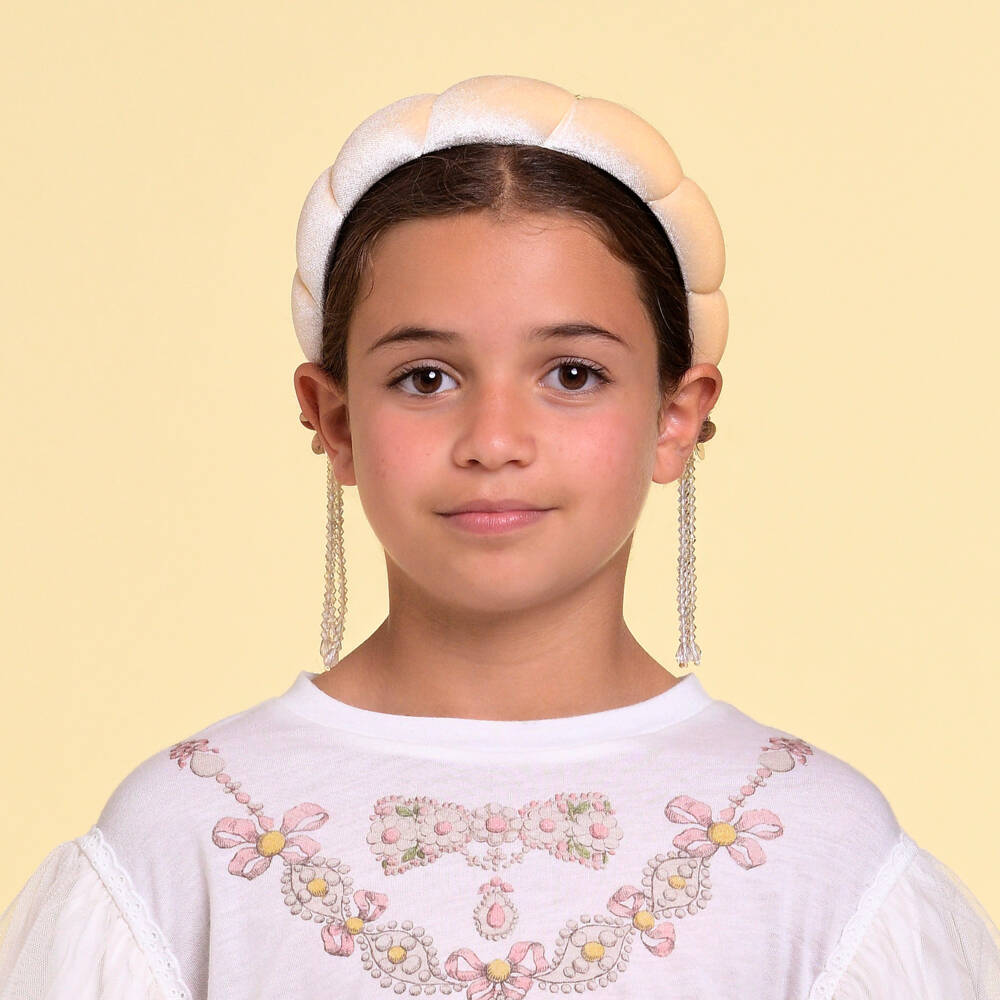 RaspberryPlum-طوق للشعر قطيفة لون عاجي للبنات | Childrensalon