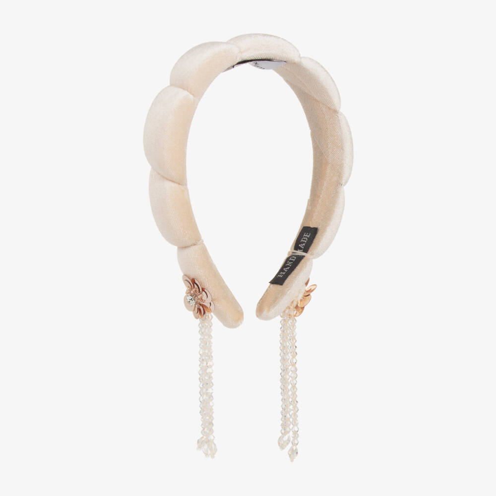 RaspberryPlum-طوق للشعر قطيفة لون عاجي للبنات | Childrensalon