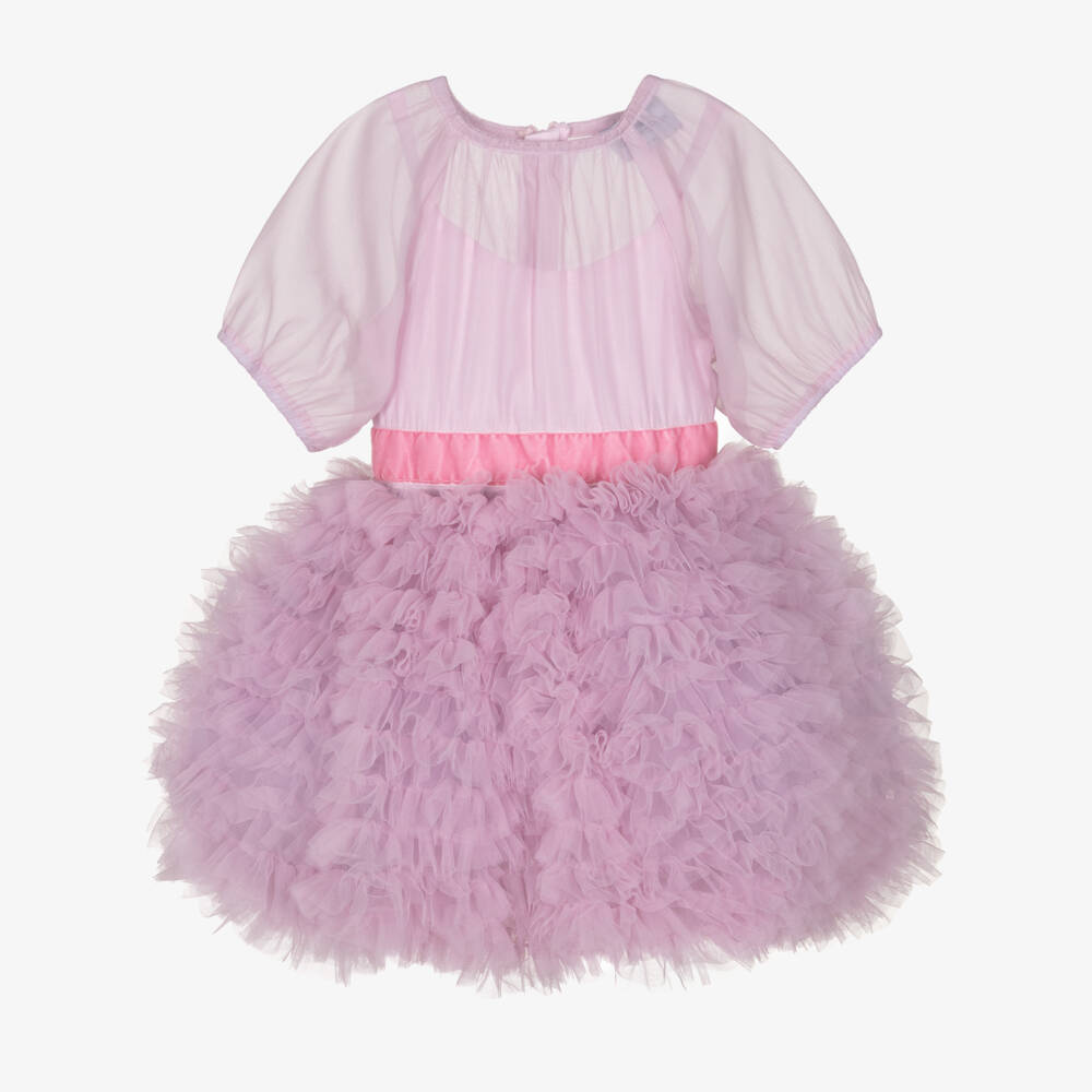 RaspberryPlum-Girls Lilac Chiffon & Tulle Puffball Dress | Childrensalon