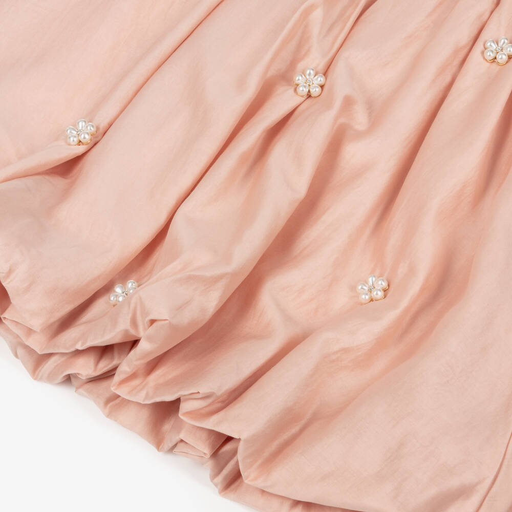 RaspberryPlum-Girls Pale Pink Voile Dress with Cape Collar | Childrensalon