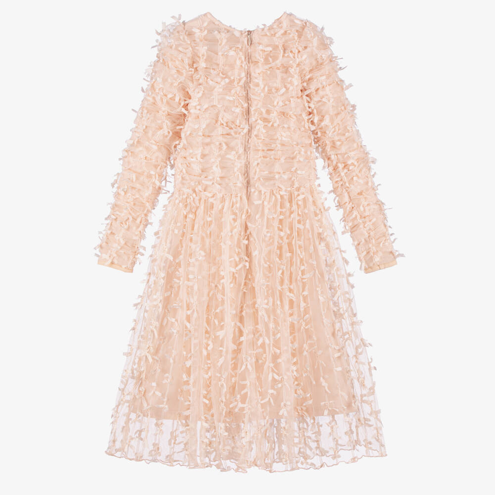 RaspberryPlum-Girls Peach Pink Tulle Dress with Bows | Childrensalon