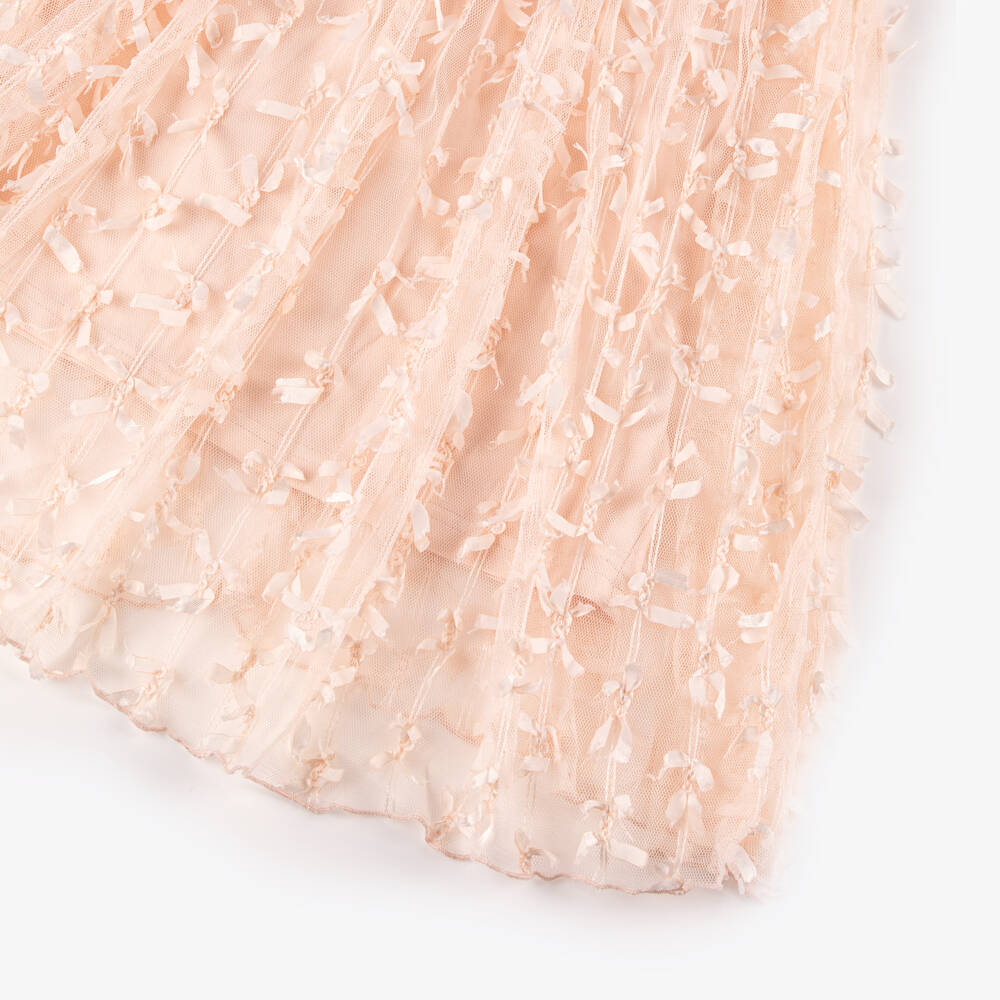 RaspberryPlum-Girls Peach Pink Tulle Dress with Bows | Childrensalon