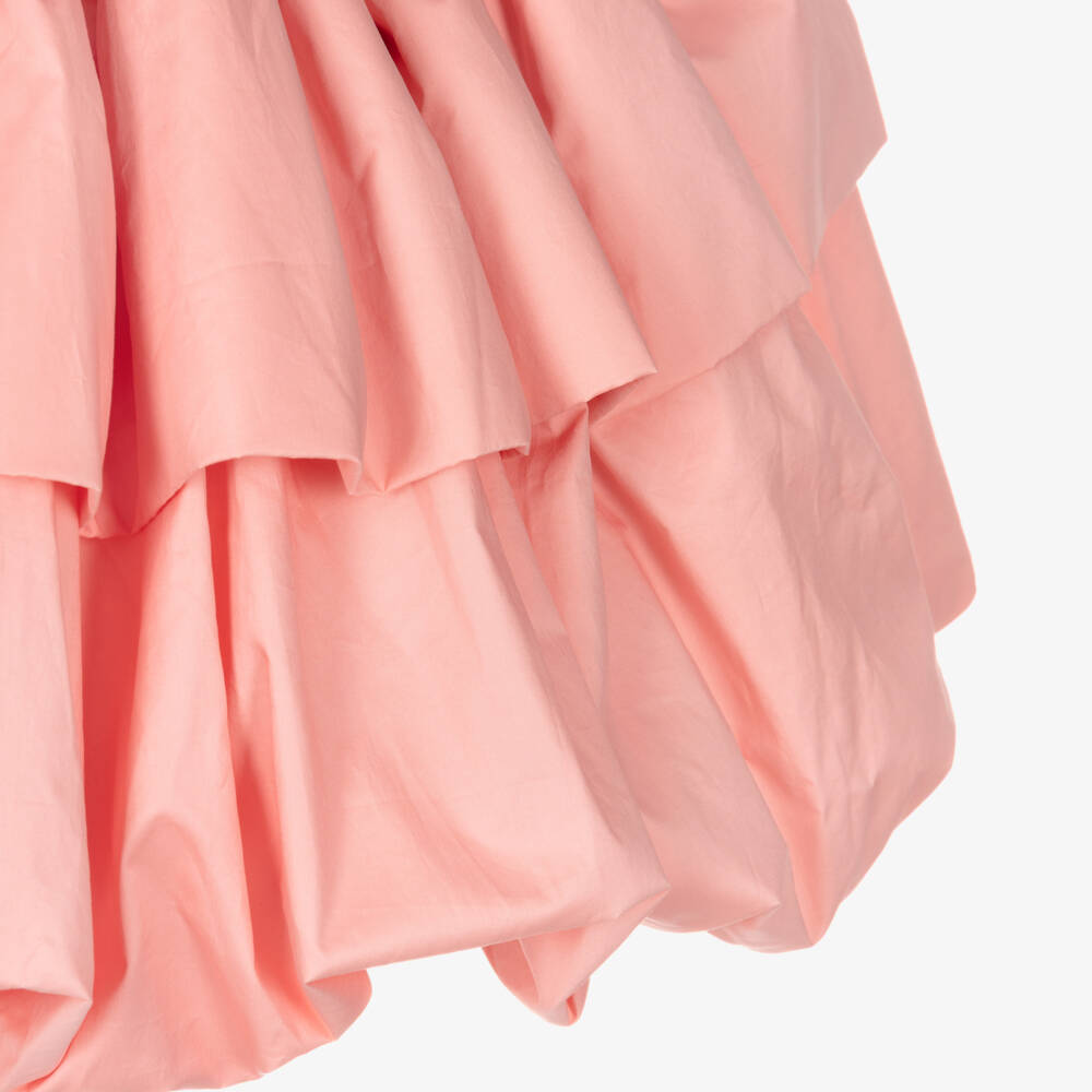 RaspberryPlum-Girls Pink Cotton Puffball Dress with 3D Flowes | Childrensalon