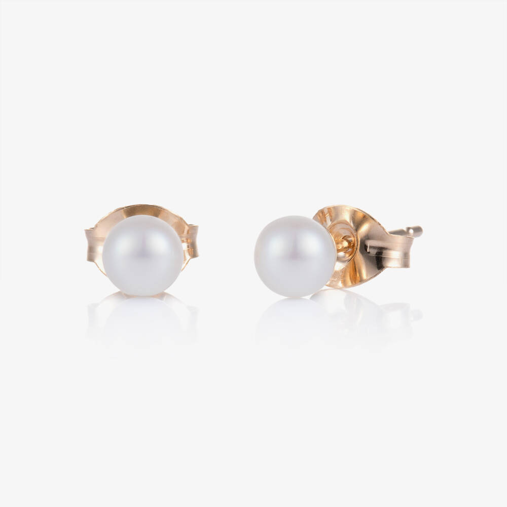 Raw Pearls-Girls 9ct Gold & Pearl Earrings (4mm) | Childrensalon
