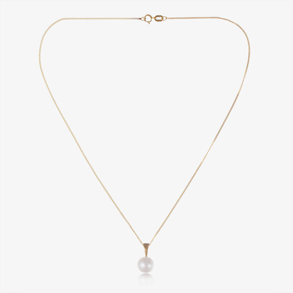 Raw Pearls-Girls 9ct Gold & Pearl Necklace (36cm) | Childrensalon