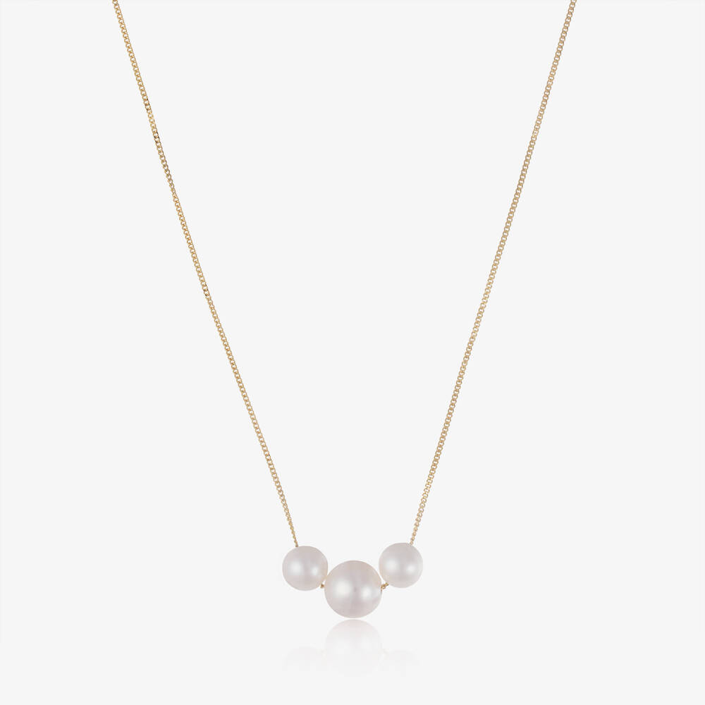 Raw Pearls-Girls 9ct Gold & Pearl Necklace (36cm) | Childrensalon