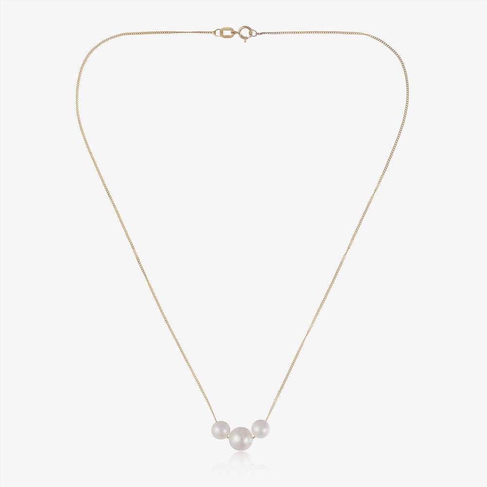 Raw Pearls-Girls 9ct Gold & Pearl Necklace (36cm) | Childrensalon