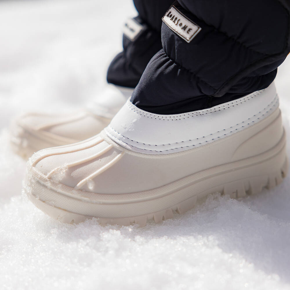 Roarsome-Black & White Waterproof Snow Boots | Childrensalon