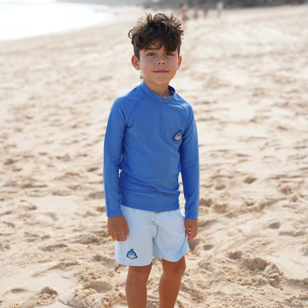 Roarsome-Blue Reef The Shark Swim Shorts (UPF50+) | Childrensalon