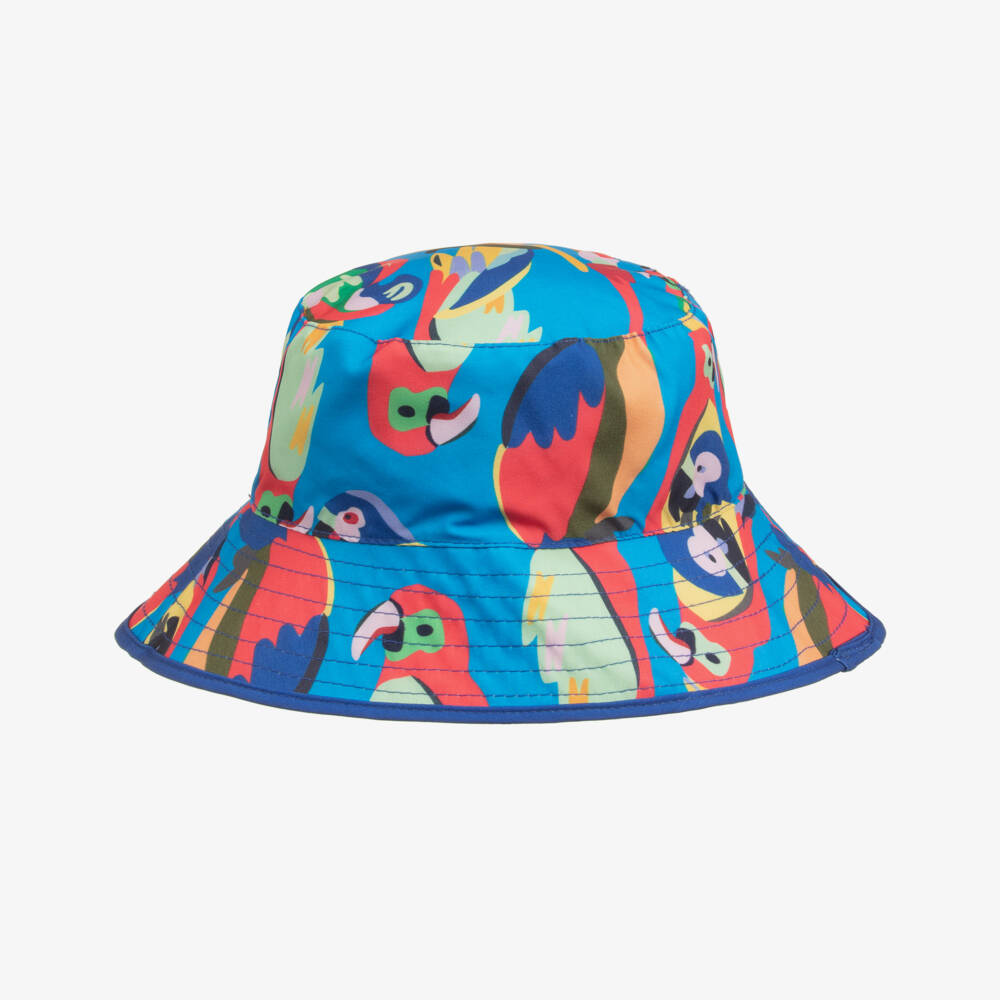 Roarsome-Blue Squawk The Parrot Reversible Bucket Hat | Childrensalon