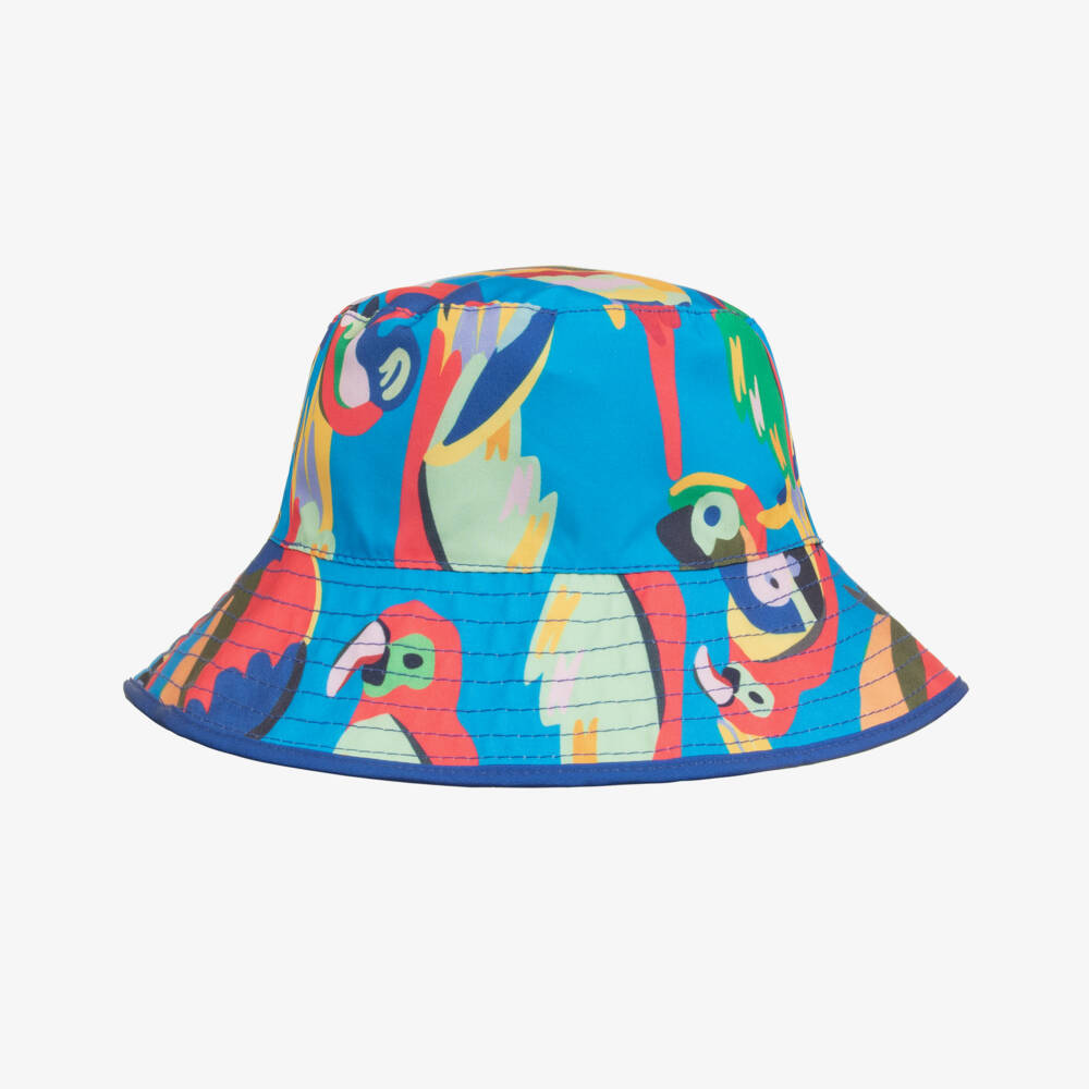 Roarsome-Blue Squawk The Parrot Reversible Bucket Hat | Childrensalon