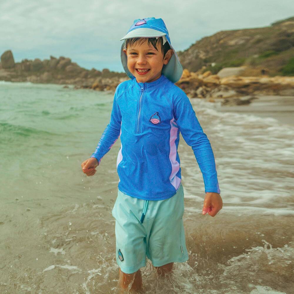 Roarsome-Boys Blue Reef The Shark Swim Top (UPF50+) | Childrensalon