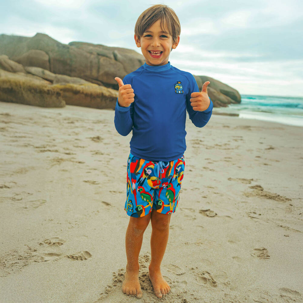 Roarsome-Boys Blue Squawk The Parrot Swim Top | Childrensalon