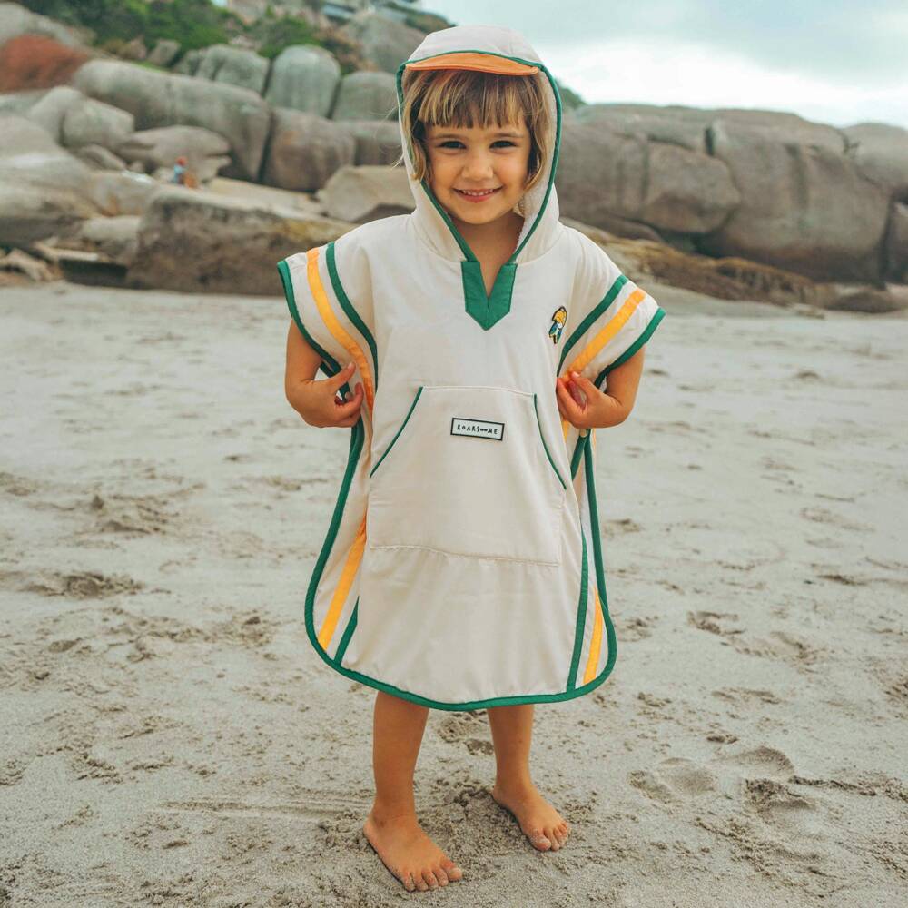Roarsome-Пончо-полотенце с капюшоном кремово- зеленое для мальчиков | Childrensalon