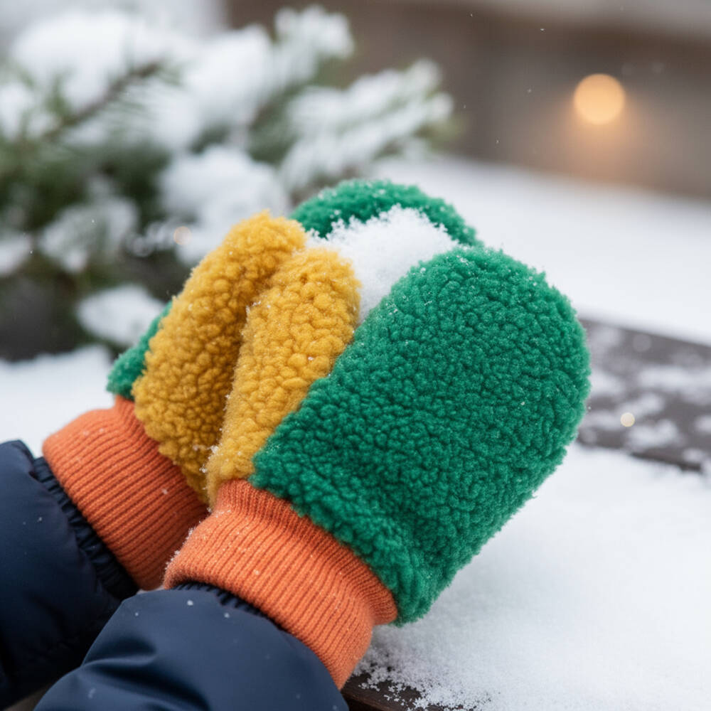 Roarsome-Bright Green Sherpa Fleece Mittens | Childrensalon