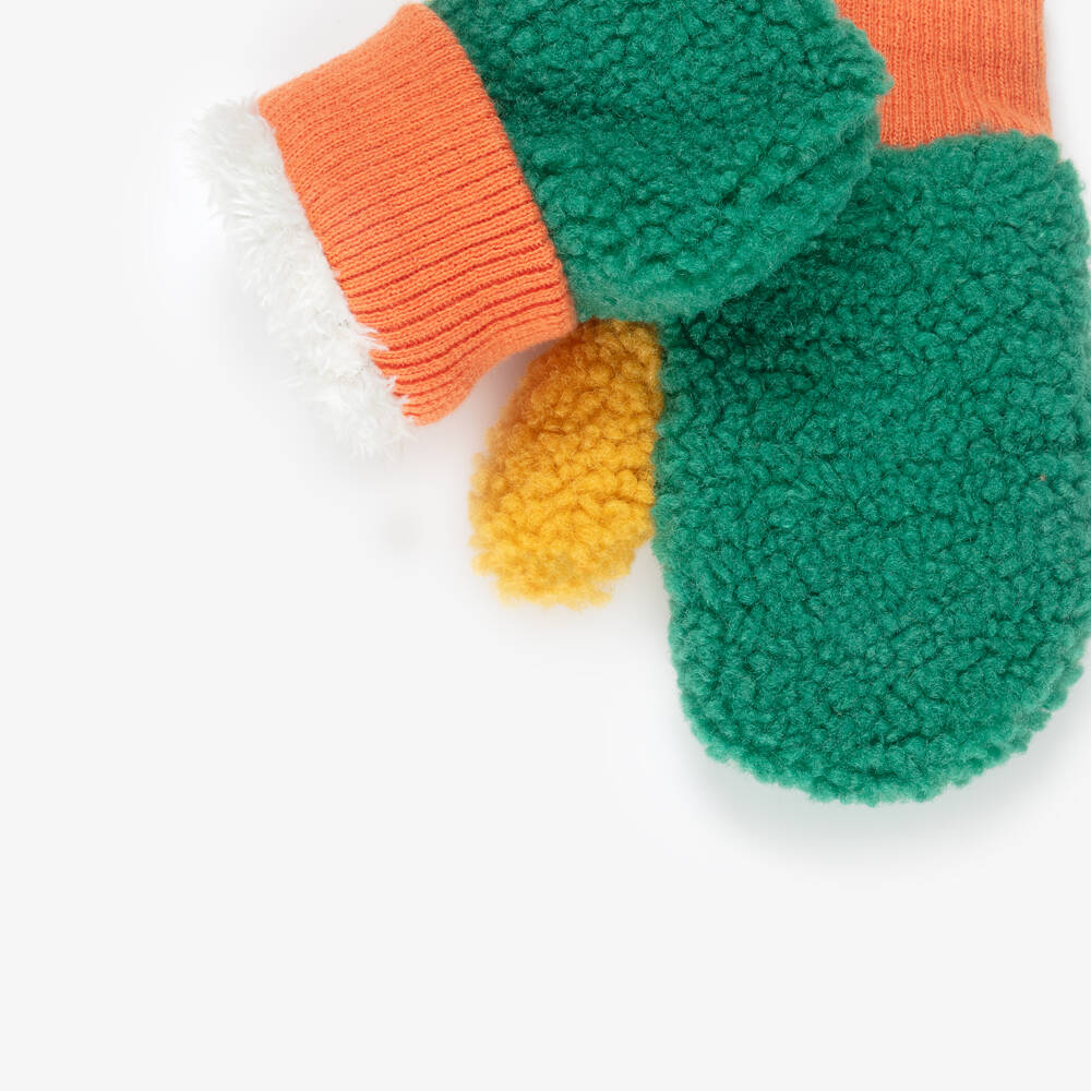 Roarsome-Bright Green Sherpa Fleece Mittens | Childrensalon