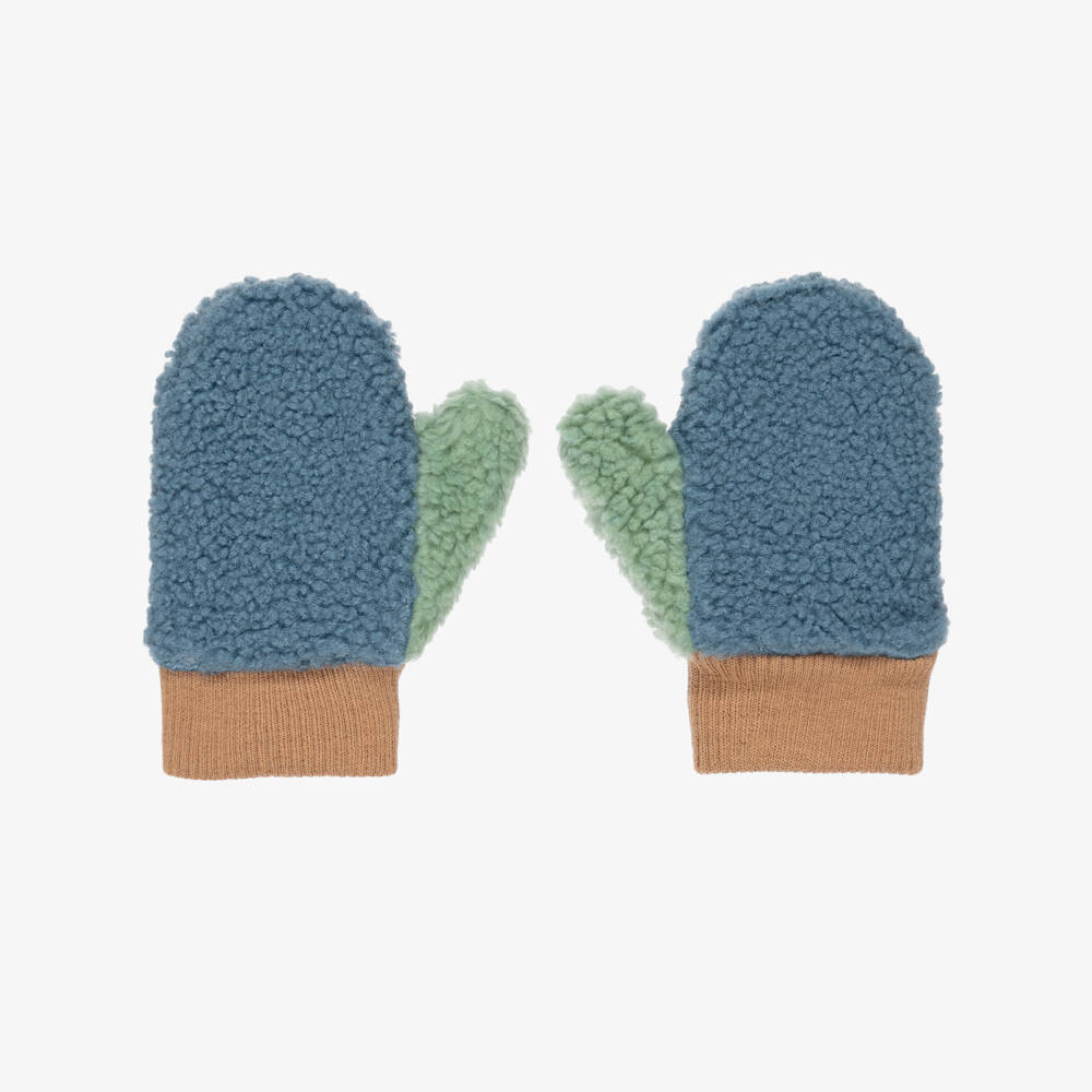 Roarsome-Dusky Blue Sherpa Fleece Mittens | Childrensalon