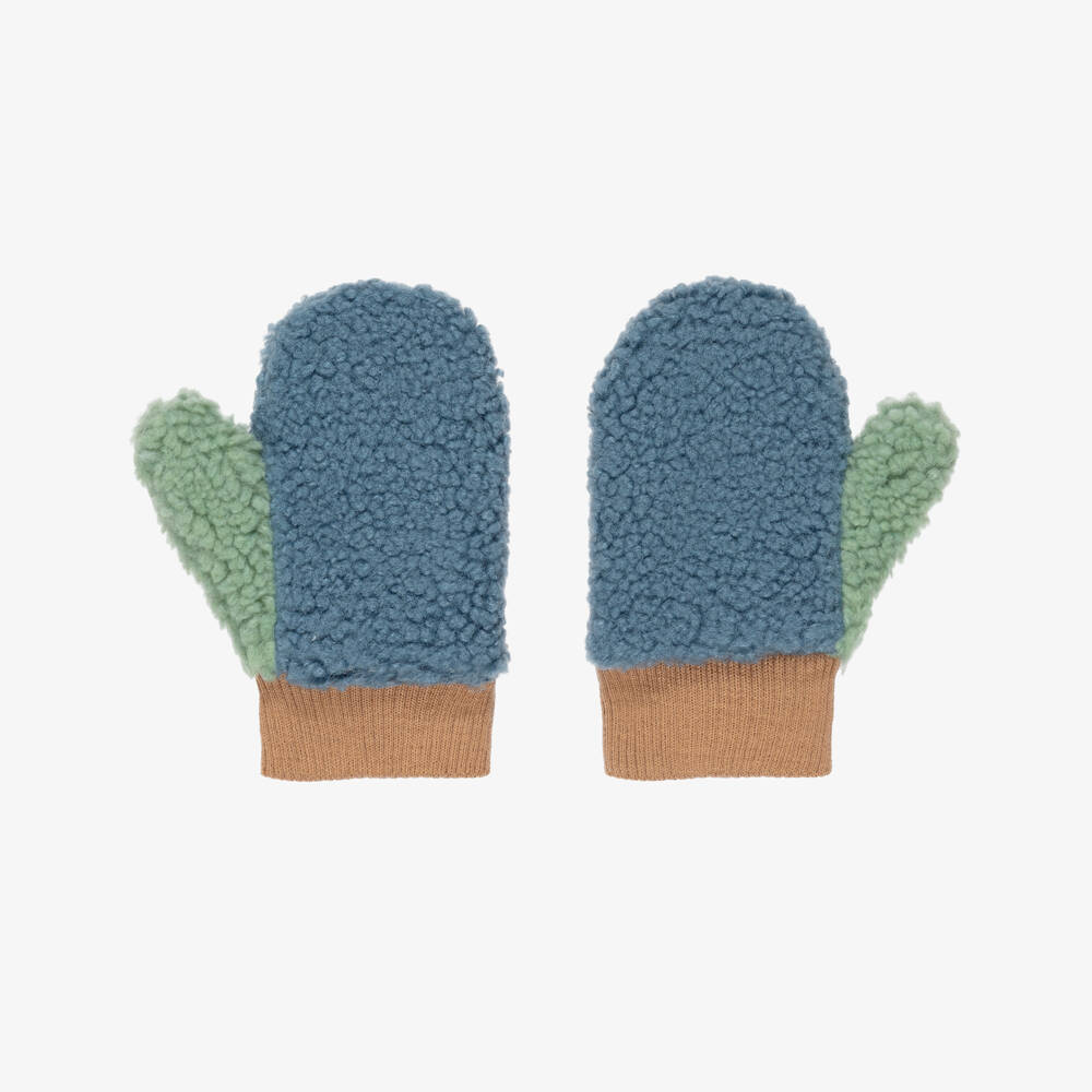 Roarsome-Dusky Blue Sherpa Fleece Mittens | Childrensalon