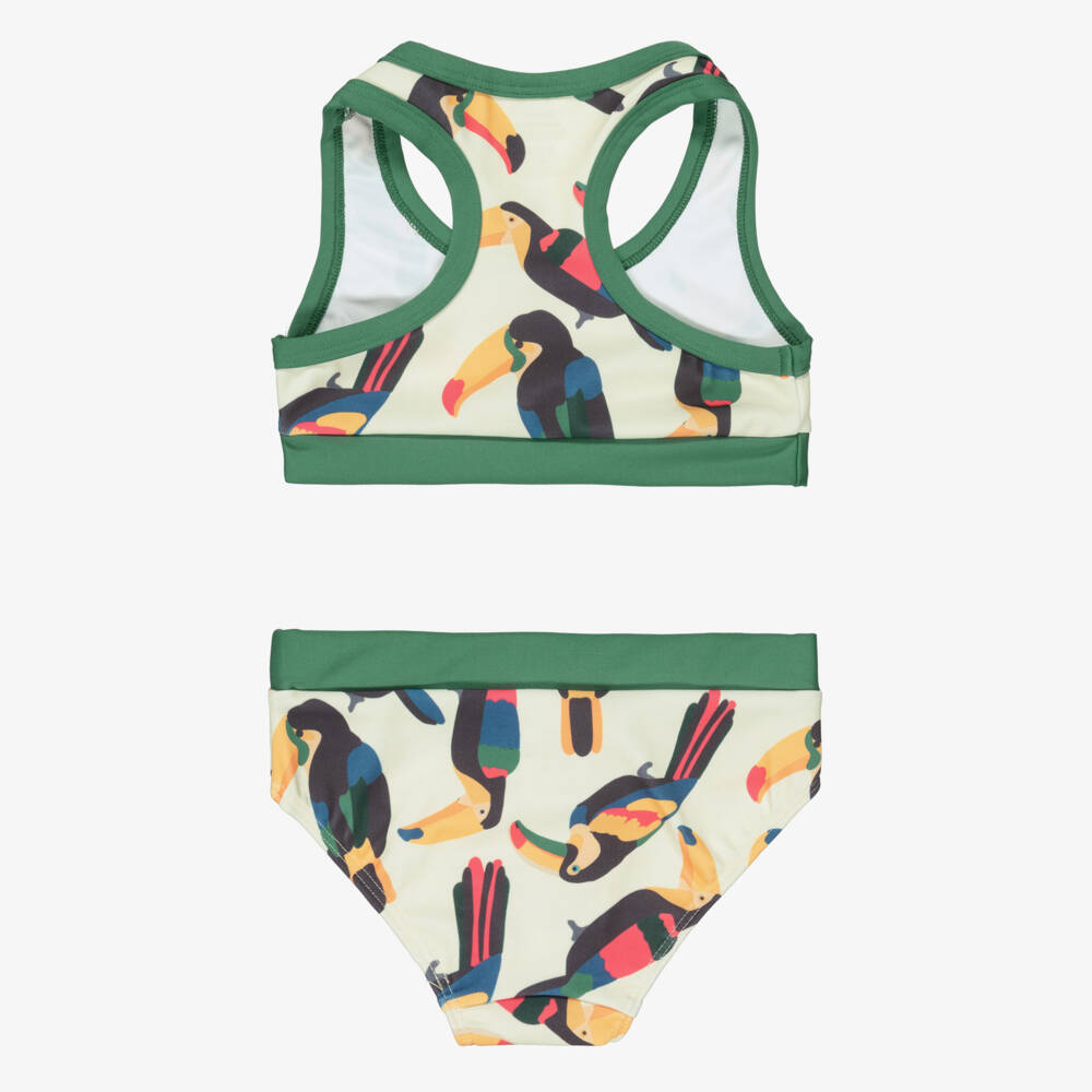 Roarsome-بيكيني بطبعة طائر التوكان لون عاجي وأخضر للبنات | Childrensalon