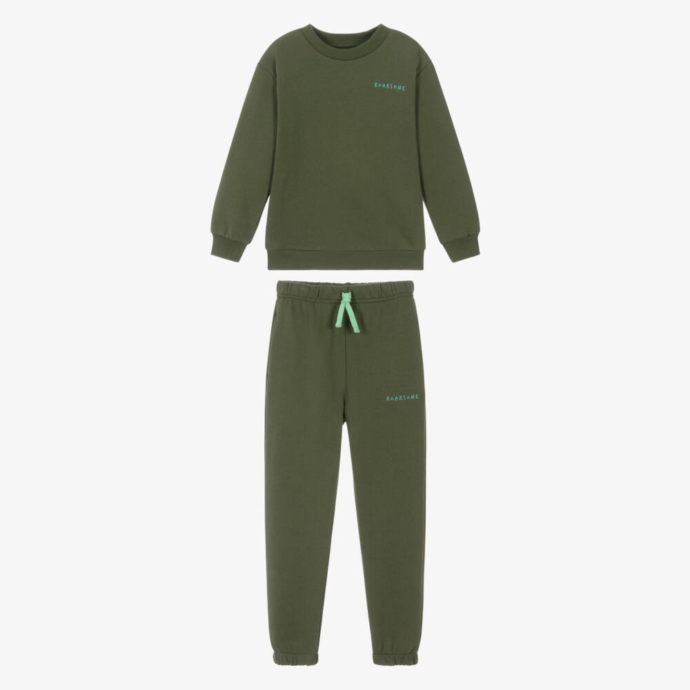 Roarsome-Cпортивный костюм зеленый из органического хлопка Динозавр Спайк | Childrensalon