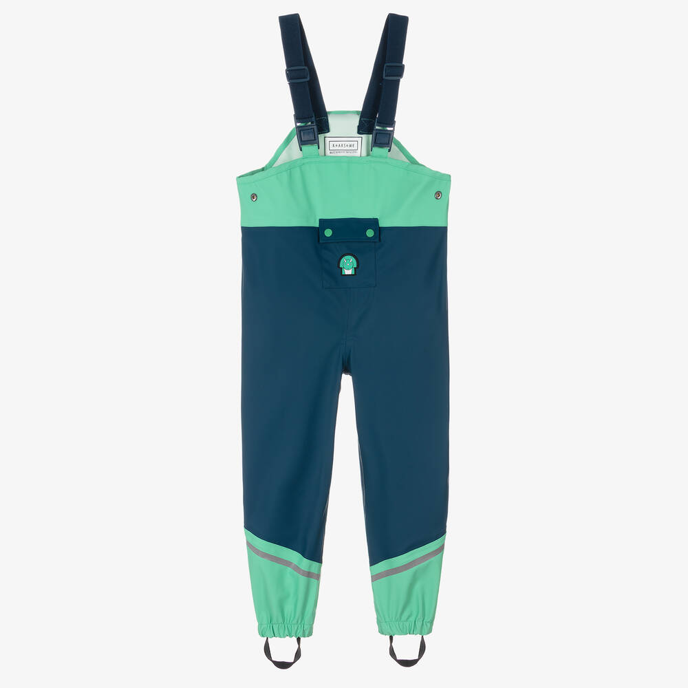 Roarsome-بنطلون واقي من المطر لون أخضر وأزرق للأولاد | Childrensalon