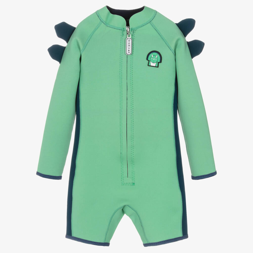 Roarsome-Green Spike The Dinosaur Short Wetsuit | Childrensalon