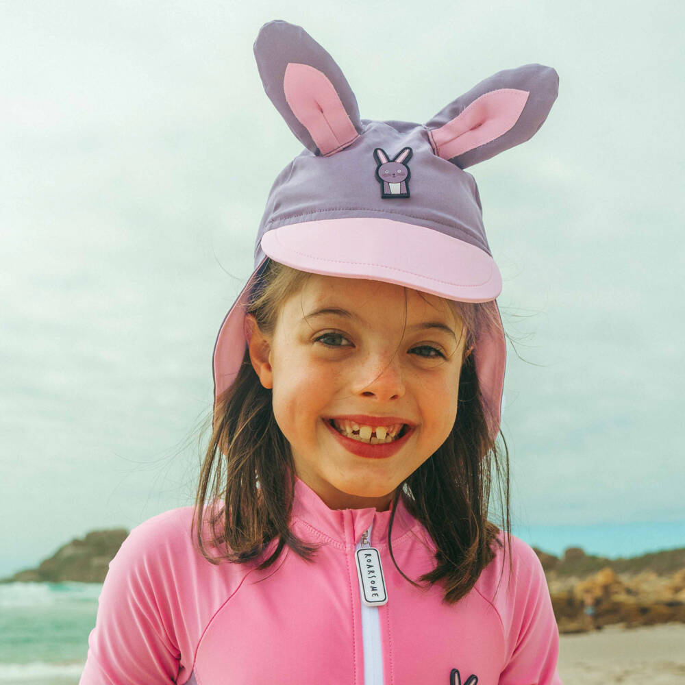 Roarsome-Grey Hop The Bunny Sun Cap | Childrensalon