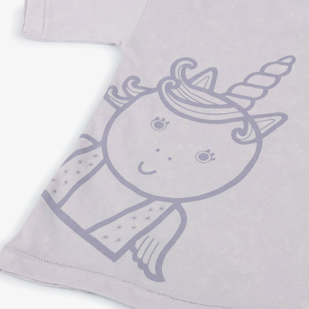 Roarsome-Lilac Unicorn Organic Cotton T-Shirt | Childrensalon