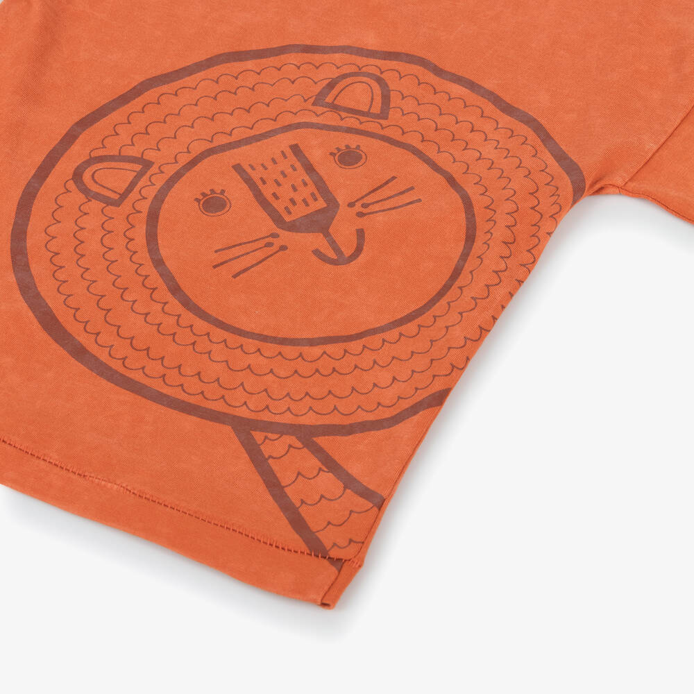 Roarsome-Orange Cub Organic Cotton T-Shirt | Childrensalon