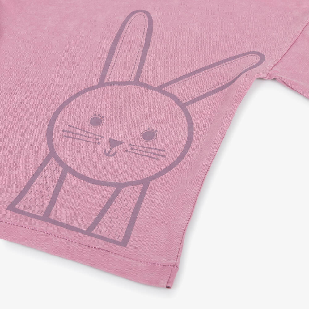 Roarsome-Pink Bunny Organic Cotton T-Shirt | Childrensalon