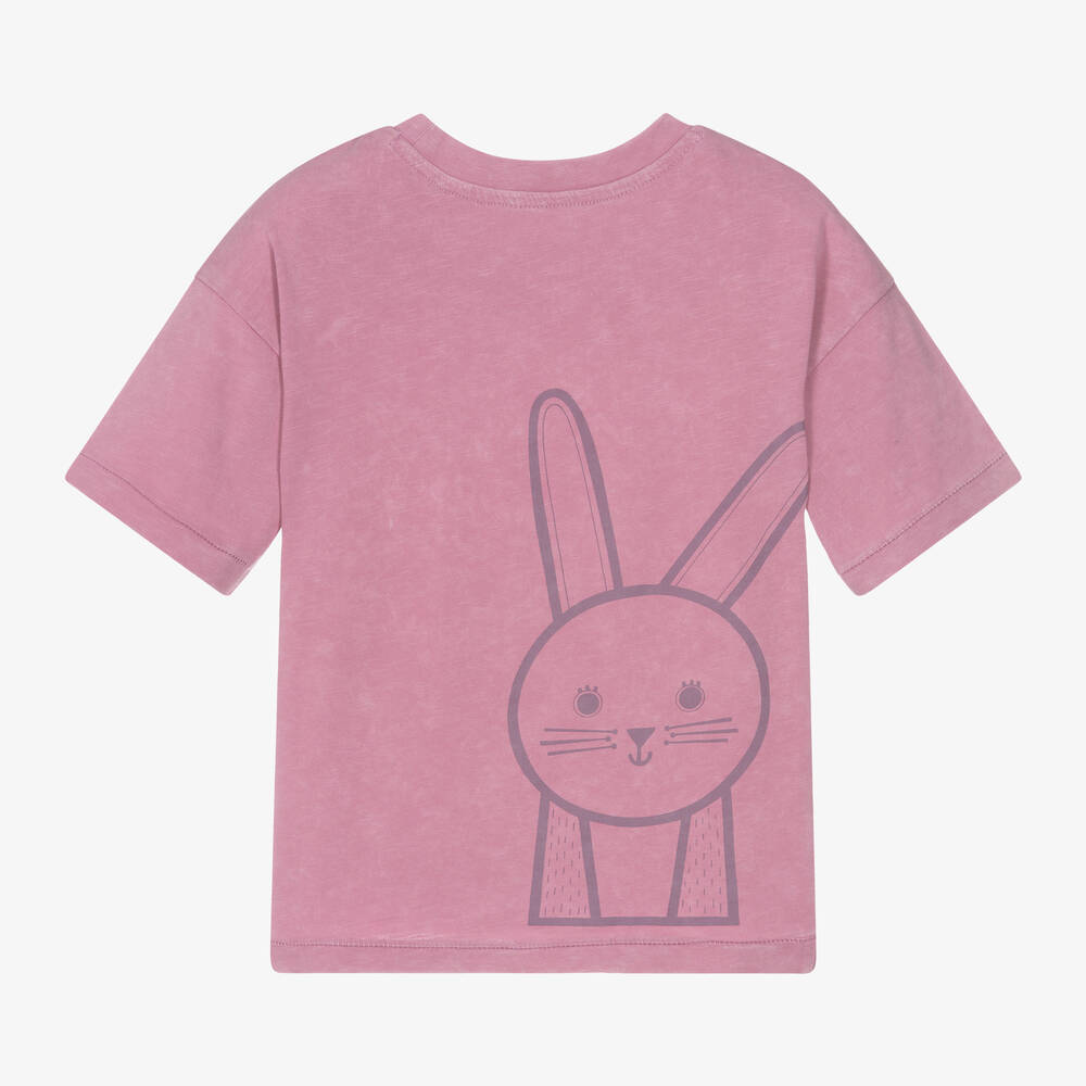 Roarsome-Pink Bunny Organic Cotton T-Shirt | Childrensalon