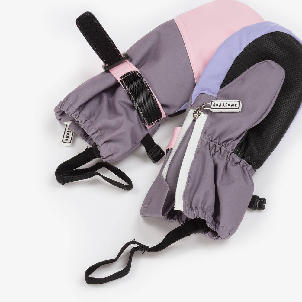 Roarsome-Pink & Purple Ski Mittens | Childrensalon