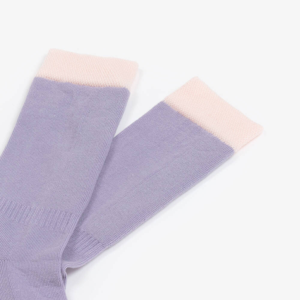 Roarsome-Purple Organic Cotton Knitted Ski Socks | Childrensalon