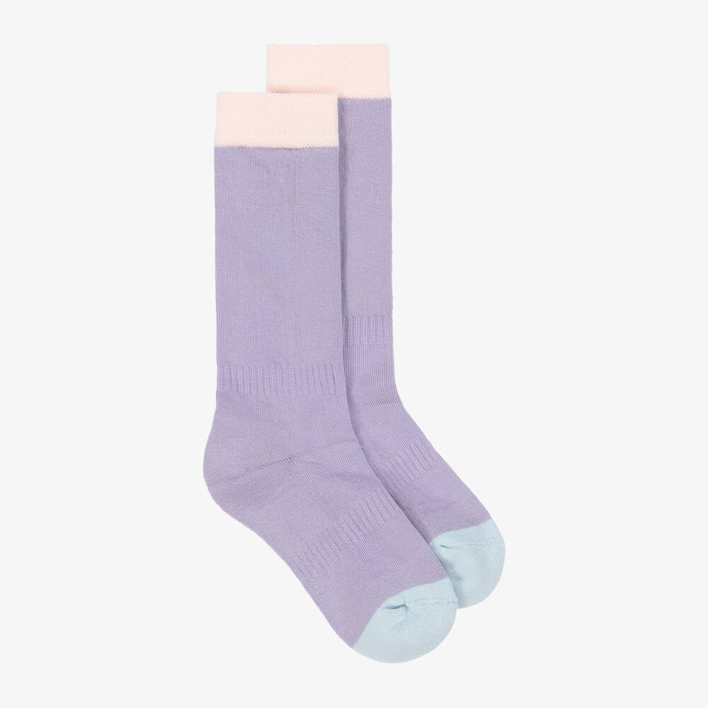 Roarsome-Purple Organic Cotton Knitted Ski Socks | Childrensalon