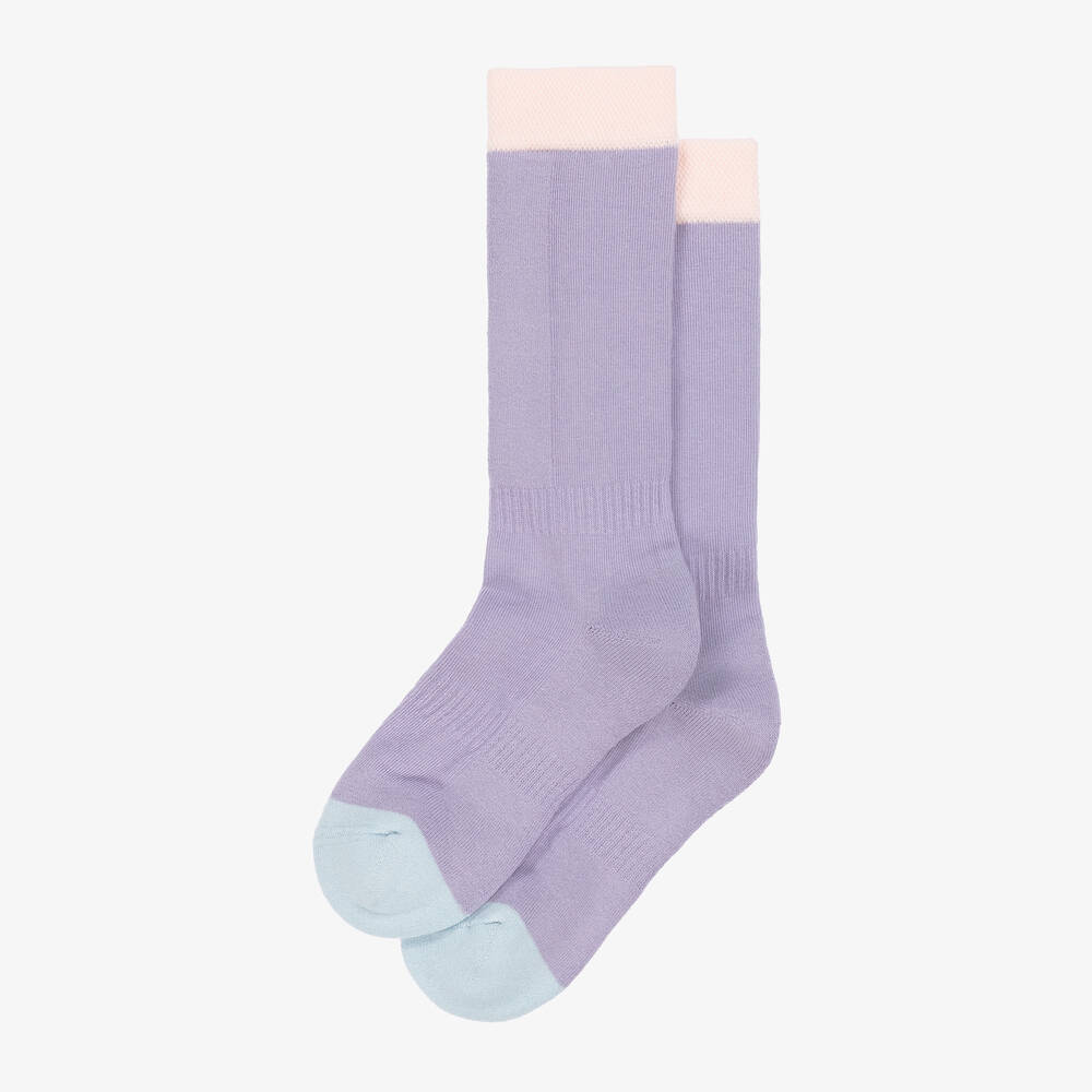 Roarsome-Purple Organic Cotton Knitted Ski Socks | Childrensalon