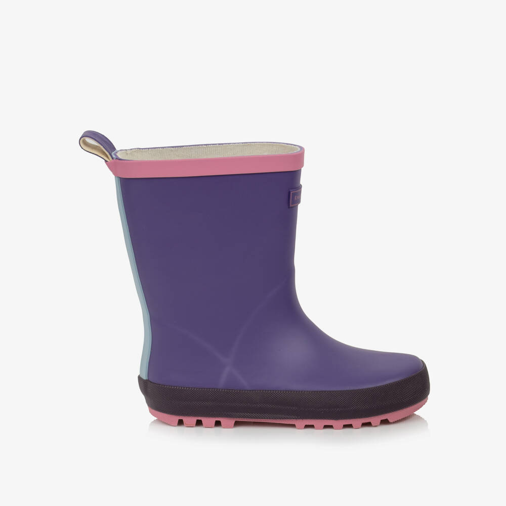 Roarsome-Purple Rain Boots with Pink Trim | Childrensalon