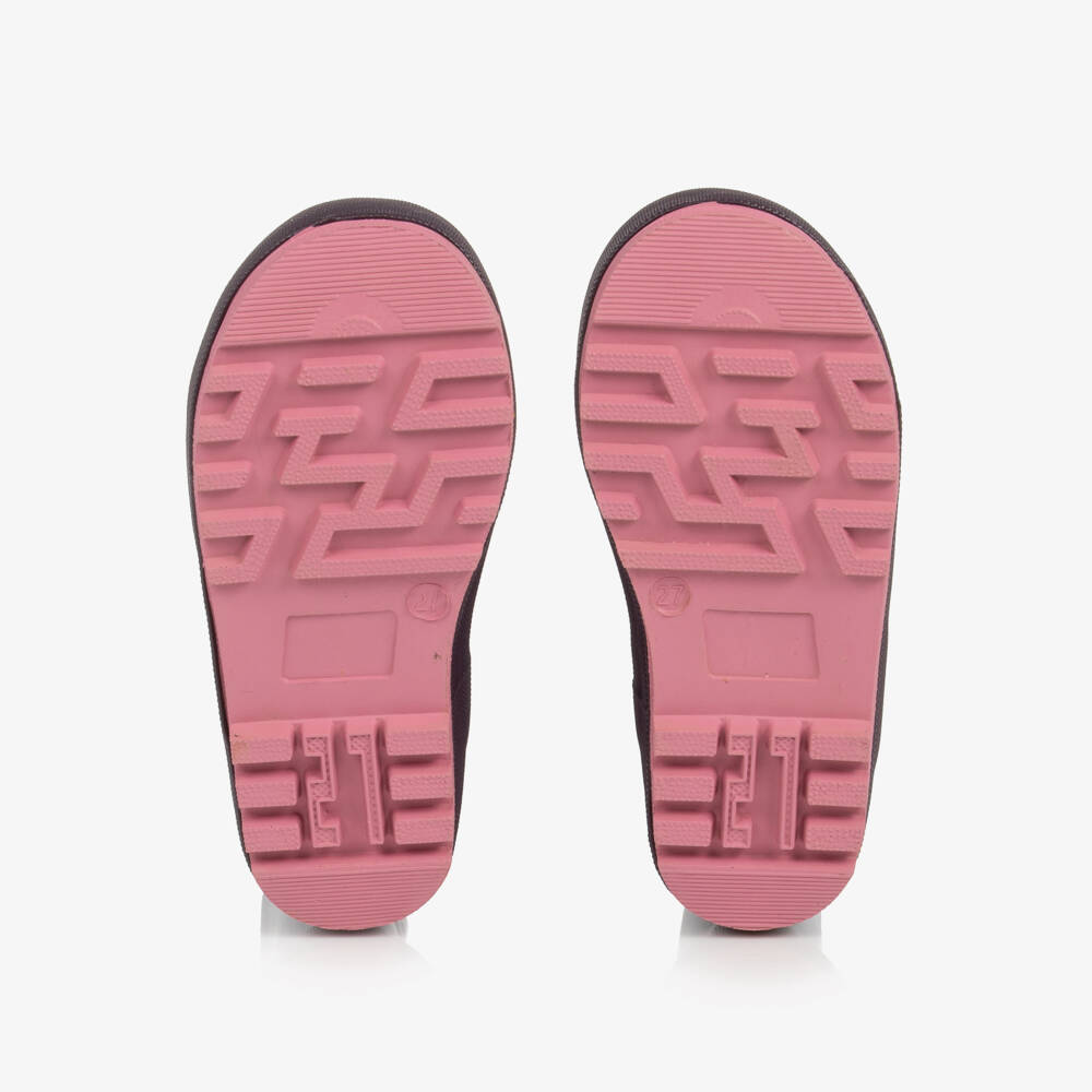 Roarsome-Purple Rain Boots with Pink Trim | Childrensalon
