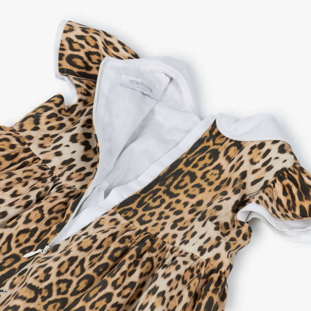 Roberto Cavalli-Baby Girls Brown Leopard Print Dress | Childrensalon