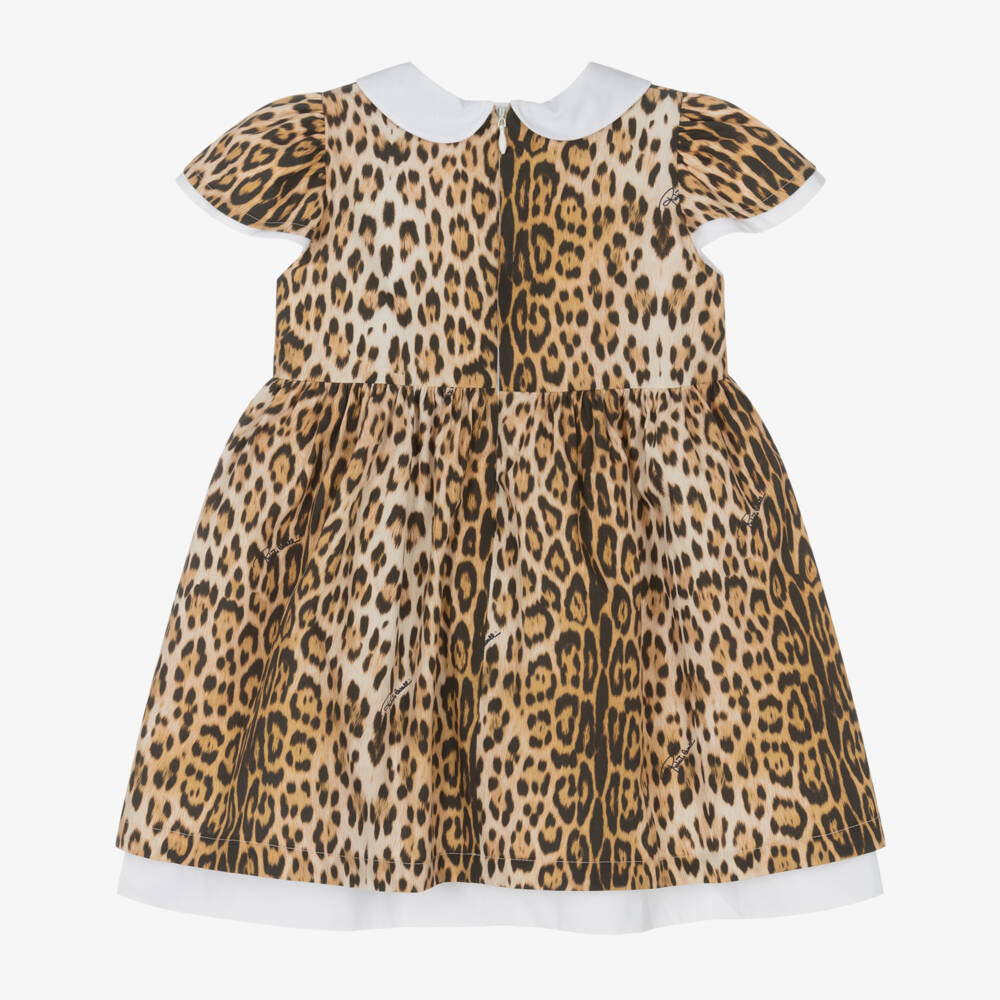 Roberto Cavalli-Baby Girls Brown Leopard Print Dress | Childrensalon