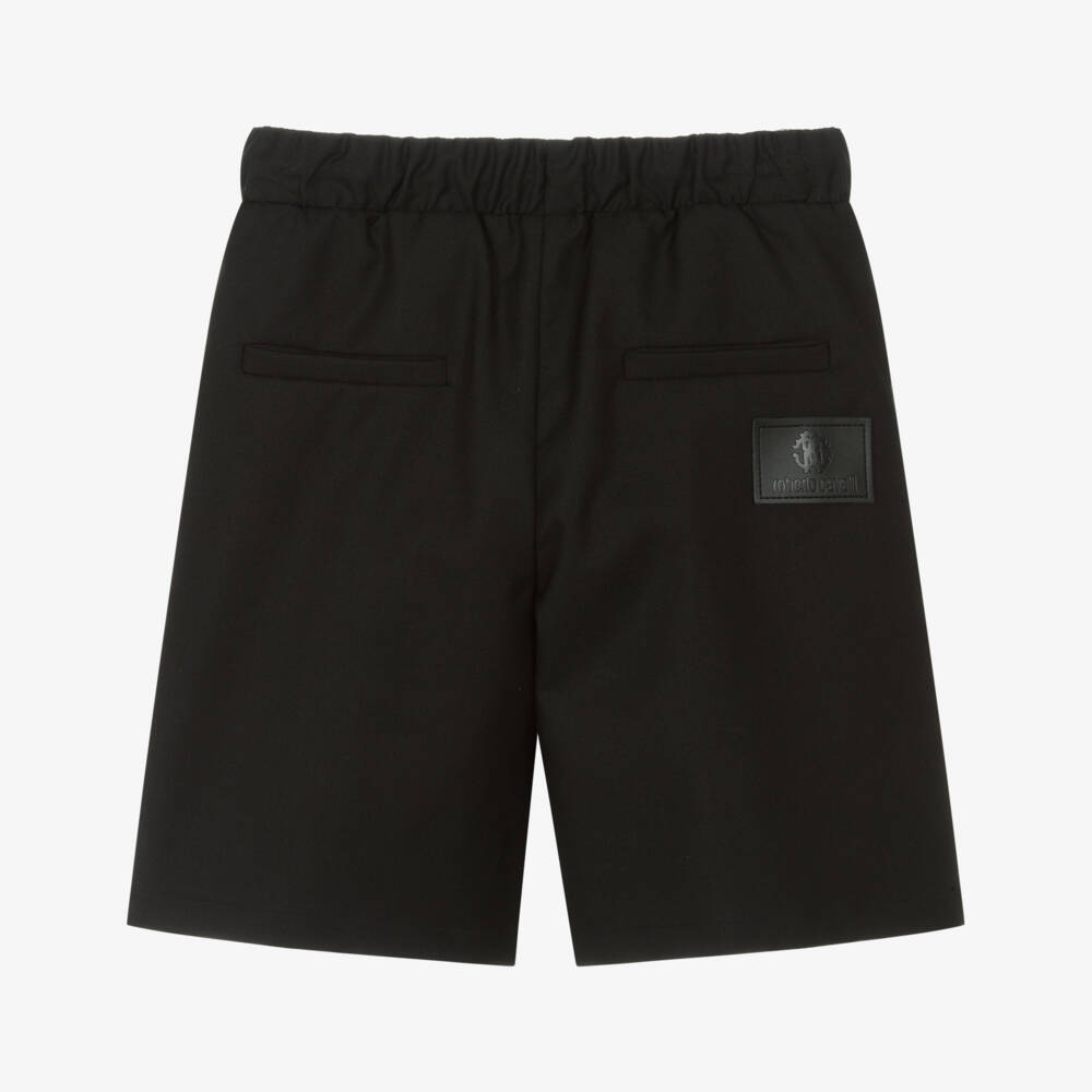 Roberto Cavalli-Boys Black Drawstring Bermuda Shorts | Childrensalon