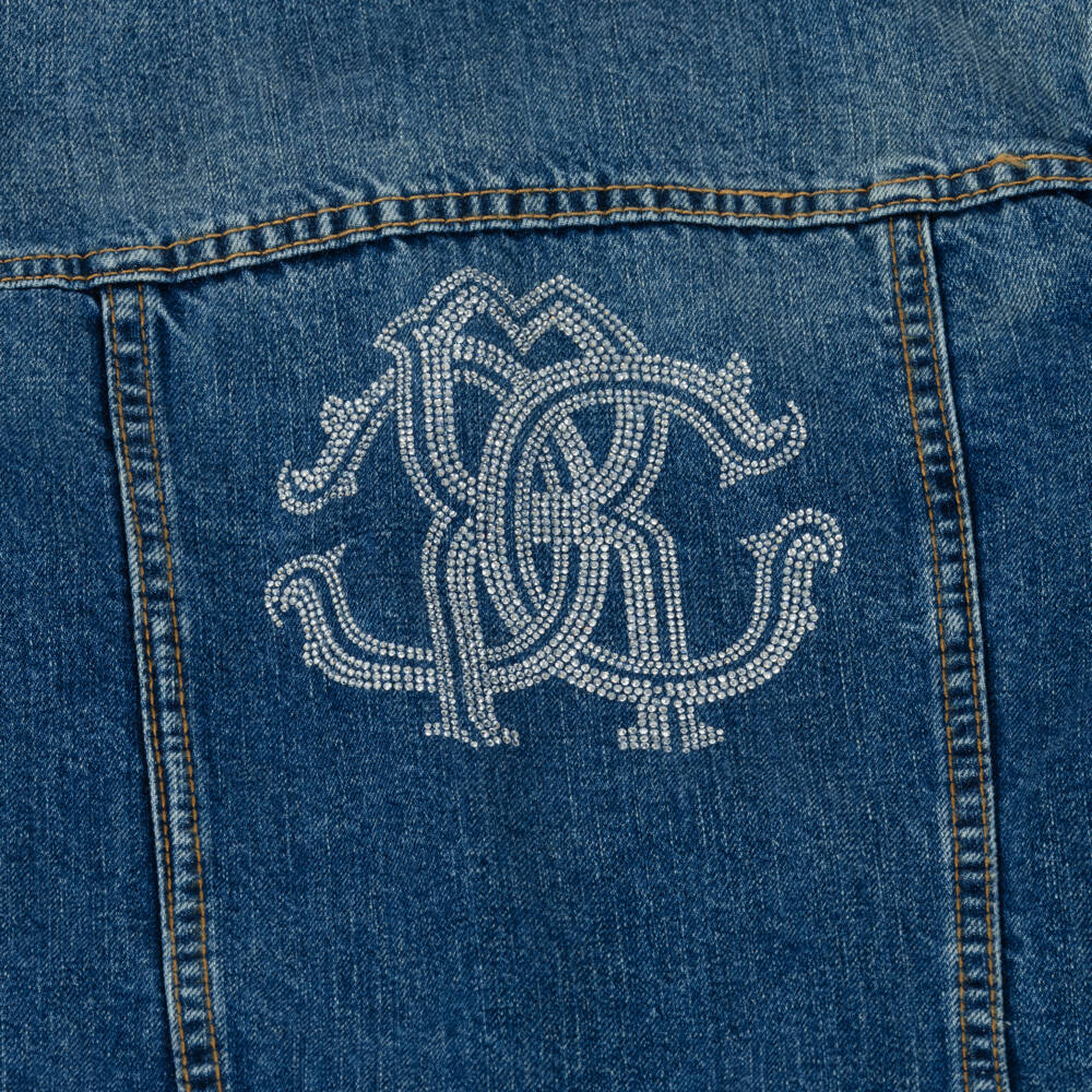 Roberto Cavalli-Girls Blue Denim Jacket with Diamanté Detail | Childrensalon