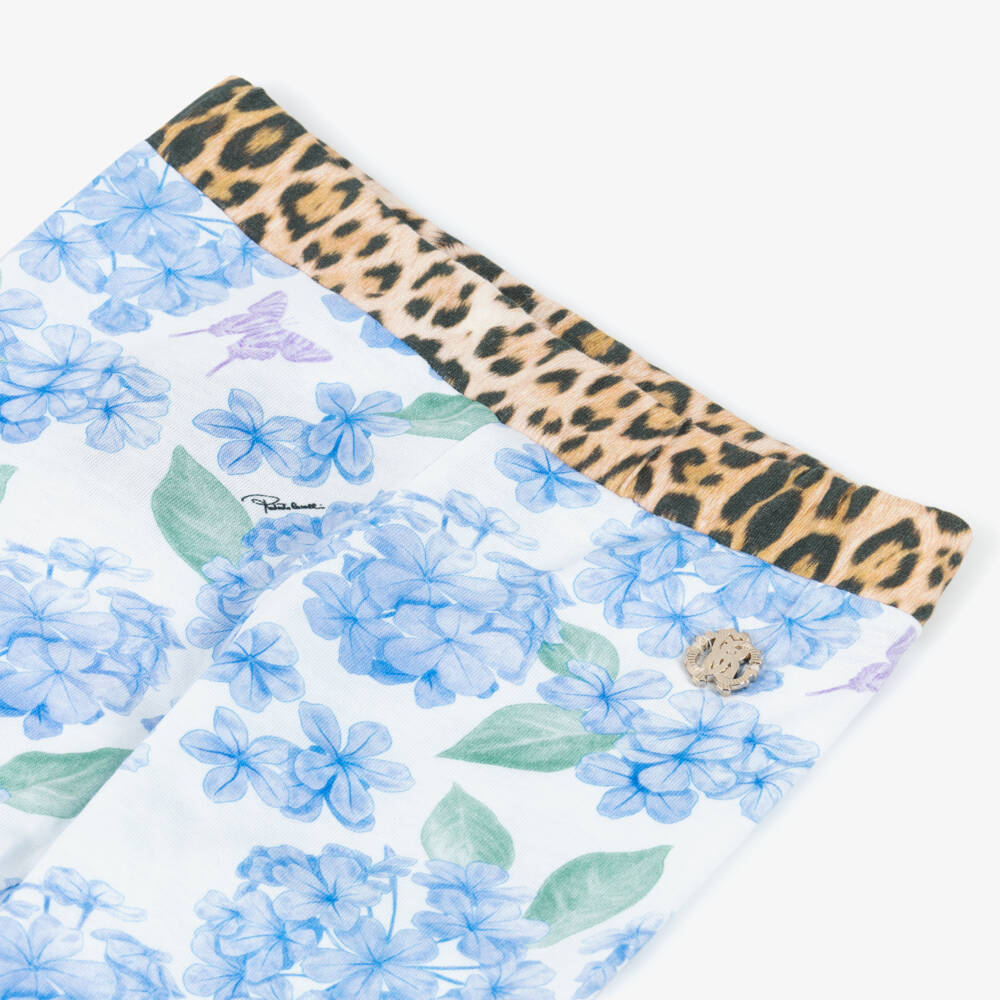 Roberto Cavalli-ليقنز قطن بطبعة زهور لون أزرق للبنات | Childrensalon