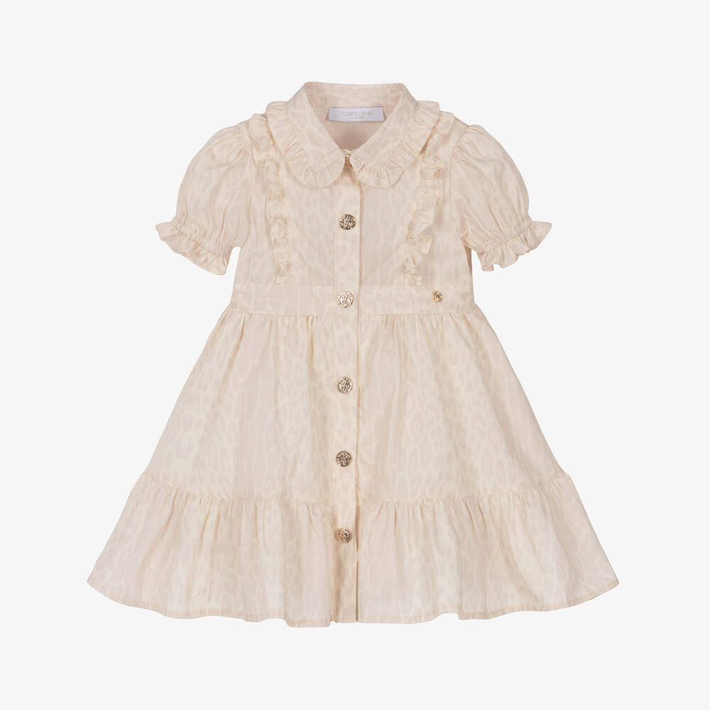 Roberto Cavalli-Girls Ivory Leopard Print Cotton Dress | Childrensalon