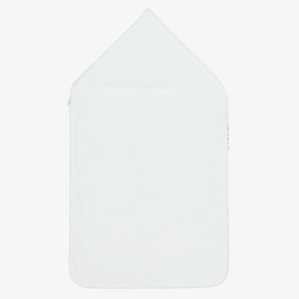 Roberto Cavalli-White & Beige Leopard Print Baby Nest (74cm) | Childrensalon