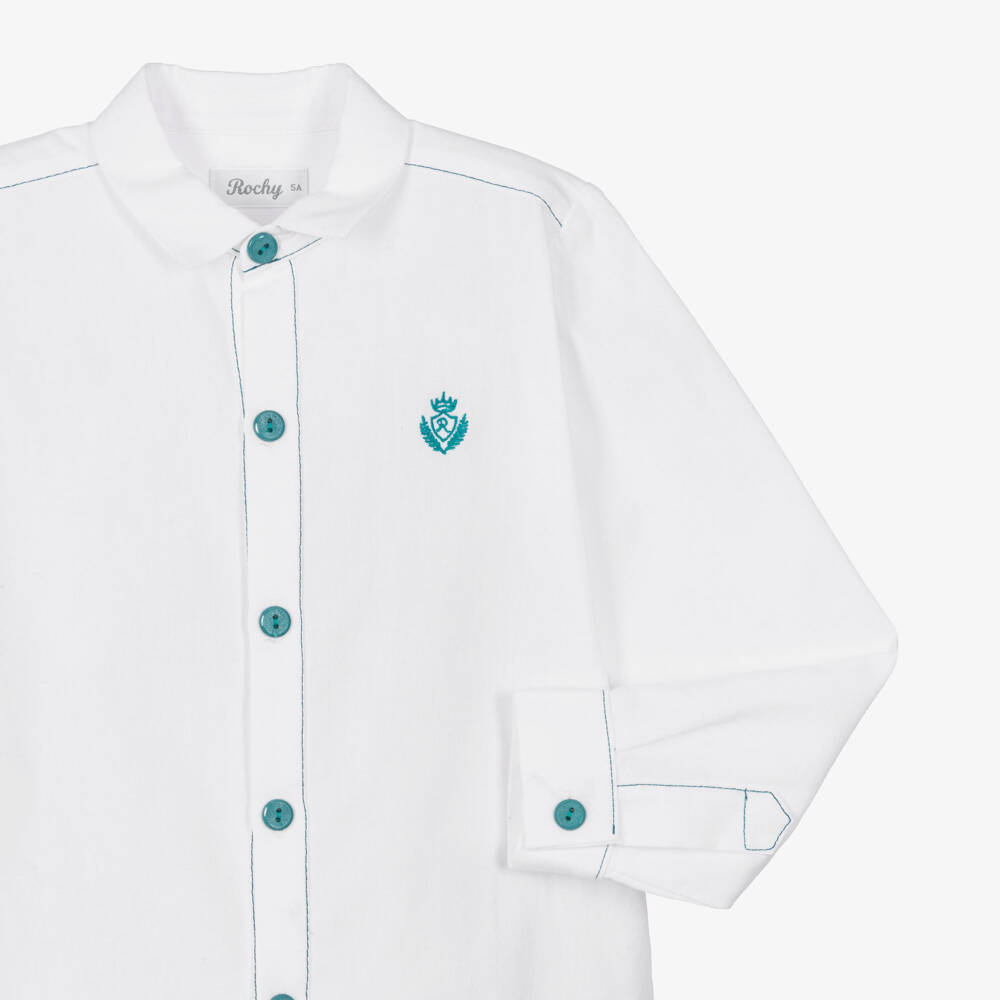 Rochy-Boys Ivory & Green Tweed Shorts Set | Childrensalon