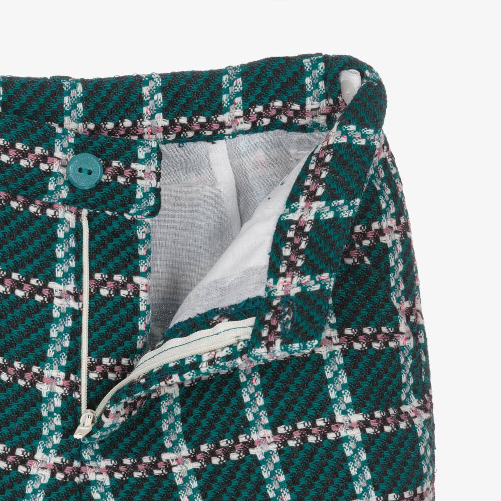 Rochy-Boys Ivory & Green Tweed Shorts Set | Childrensalon