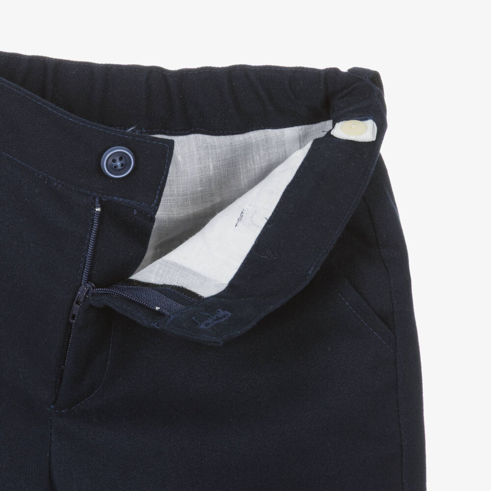Rochy-Boys Ivory & Navy Blue Shorts Set | Childrensalon