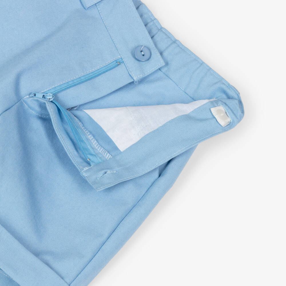 Rochy-Boys Pink Striped Shirt & Blue Cotton Shorts Set | Childrensalon