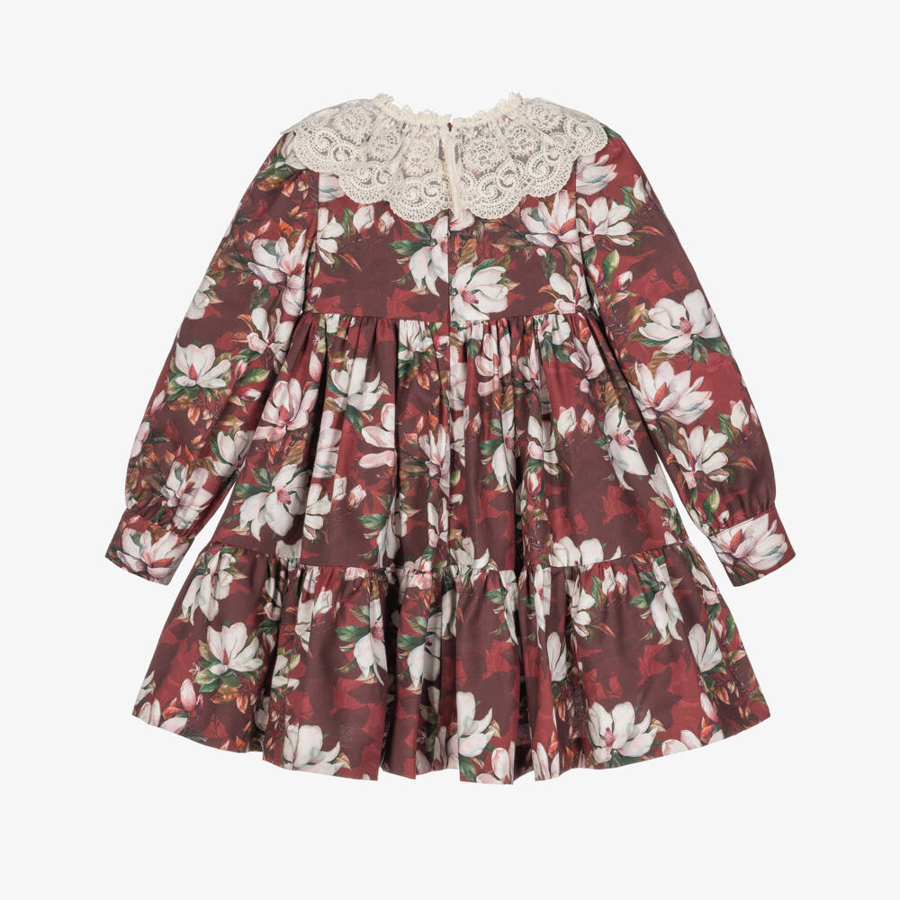 Rochy-Girls Burgundy Red Floral Dress | Childrensalon