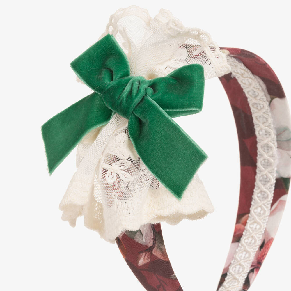 Rochy-Girls Burgundy Red Floral Hairband | Childrensalon